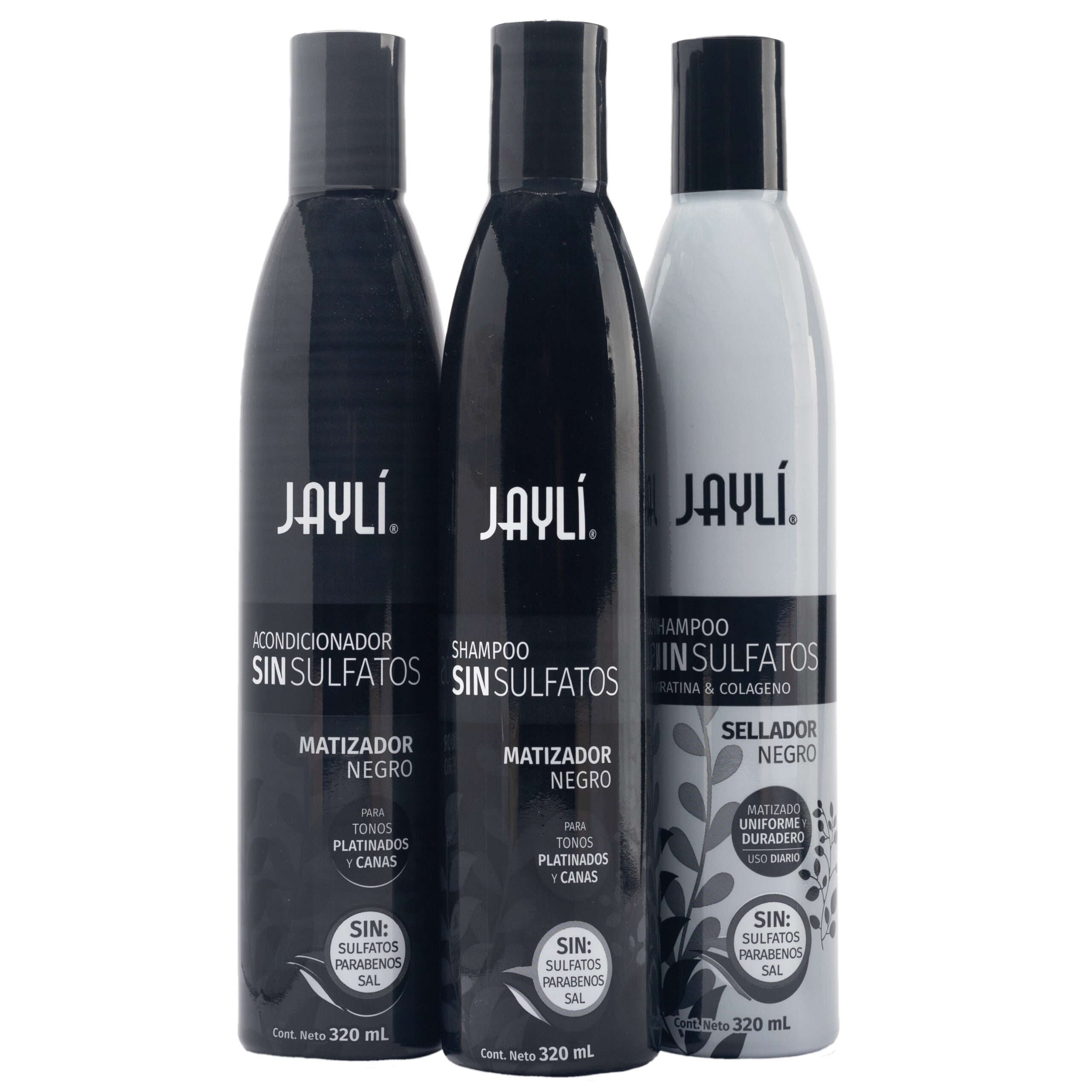 3 Pack Negro Sin Sal / Sin Sulfatos (Sh Matizador + Sellador + Acondicionador) 320 ml